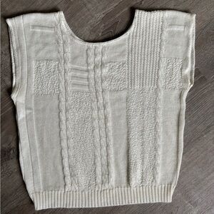Vintage Cream Knit Sleeveless Sweater